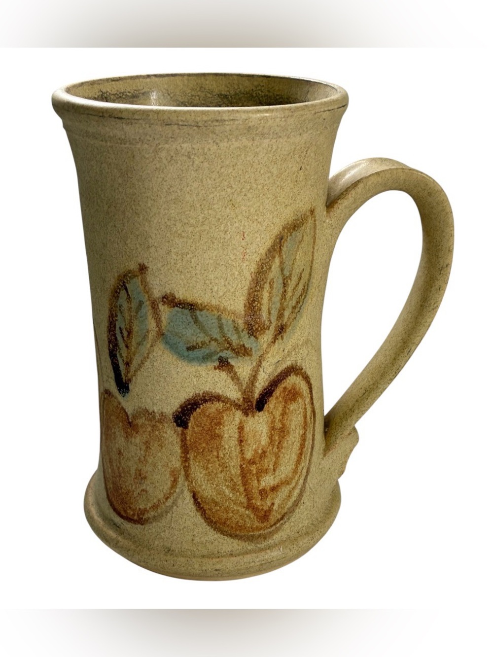 LARGE POTTERY MUG HANDMADE APPLE DESIGN